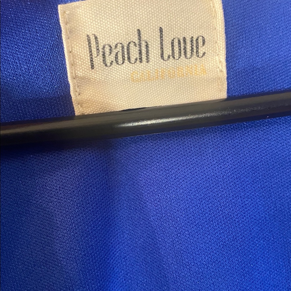 Peach Love California Blue Red Yellow White Sheer Floral Mini Dress - Picture 14 of 15
